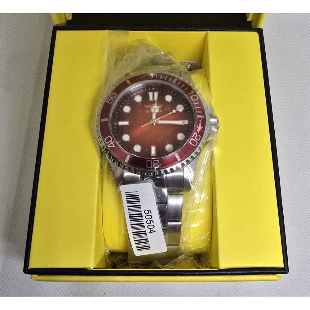 Invicta Pro Diver Men's Watch 43mm Red Dial Bezel Steel 50504 Brand New